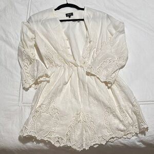 Bardot White Lace Embroidered Dress